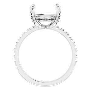 14K White Gold 10 mm Cushion Engagement Ring Mounting