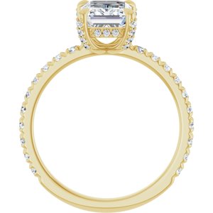 14K Yellow Gold 8x6 mm Emerald 1/2 CTW Lab-Grown Diamond Semi-Set Engagement Ring