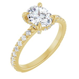 14K Yellow Gold 8x6 mm Oval 3/8 CTW Lab-Grown Diamond Semi-Set Engagement Ring