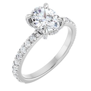 14K White Gold 8x6 mm Oval 3/8 CTW Lab-Grown Diamond Semi-Set Engagement Ring