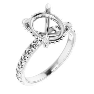 14K White Gold 11x9 mm Oval Engagement Ring Mounting
