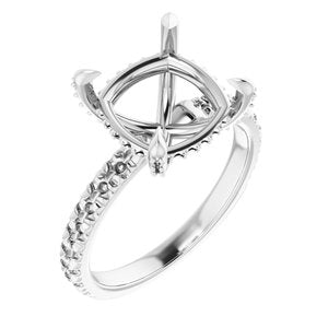 14K White Gold 10 mm Cushion Engagement Ring Mounting