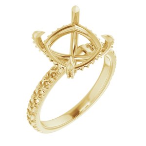14K Yellow Gold 10 mm Cushion Engagement Ring Mounting