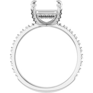 14K White Gold 10x8 mm Emerald Engagement Ring Mounting
