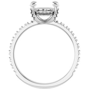 14K White Gold 10x8 mm Oval Engagement Ring Mounting
