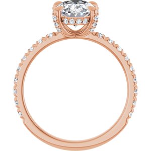 14K Rose Gold 9x7 mm Oval 1/2 CTW Lab-Grown Diamond Semi-Set Engagement Ring