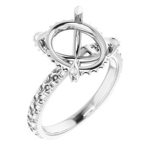 14K White Gold 12x10 mm Oval Engagement Ring Mounting