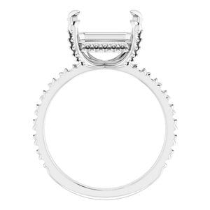 Platinum 12x10 mm Emerald Engagement Ring Mounting
