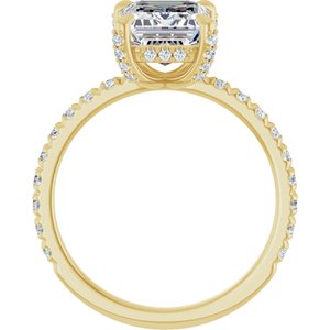14K Yellow Gold 9x7 mm Emerald 1/2 CTW Lab-Grown Diamond Semi-Set Engagement Ring