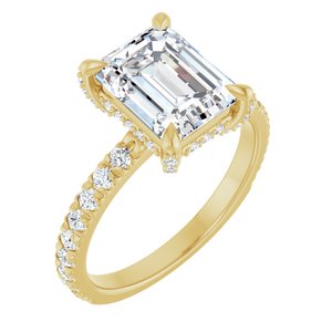 14K Yellow Gold 9x7 mm Emerald 1/2 CTW Lab-Grown Diamond Semi-Set Engagement Ring