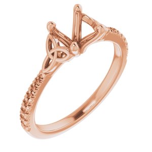 14K Rose Gold 6.5 mm Round French-Set Engagement Ring Mounting