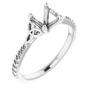 14K White Gold 6.5 mm Round French-Set Engagement Ring Mounting