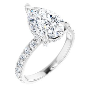 14K White Gold 12x8 mm Pear 5/8 CTW Lab-Grown Diamond Semi-Set Engagement Ring