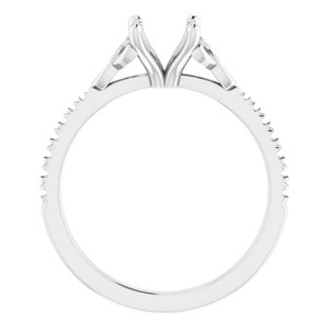 14K White Gold 6.5 mm Round French-Set Engagement Ring Mounting