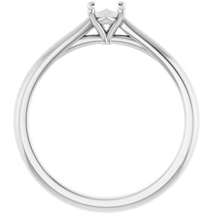 14K White Gold 6x4 mm Oval Solitaire Engagement Ring Mounting