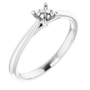 14K White Gold 4.4 mm Round Solitaire Engagement Ring Mounting