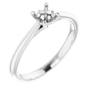 14K White Gold 4.8 mm Round Solitaire Engagement Ring Mounting