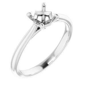 14K White Gold 6 mm Round Solitaire Engagement Ring Mounting