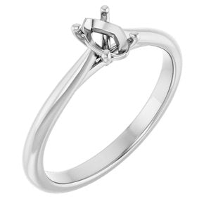 14K White Gold 6x4 mm Oval Solitaire Engagement Ring Mounting