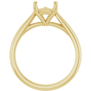14K Yellow Gold 7 mm Cushion Solitaire Engagement Ring Mounting