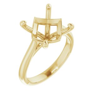 18K Yellow Gold 12 mm Round Solitaire Engagement Ring Mounting