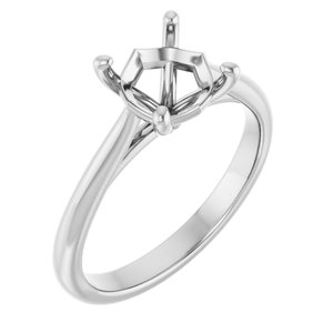 14K White Gold 7 mm Cushion Solitaire Engagement Ring Mounting