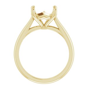 14K Yellow Gold 9 mm Cushion Solitaire Engagement Ring Mounting