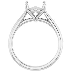 14K White Gold 8 mm Cushion Solitaire Engagement Ring Mounting