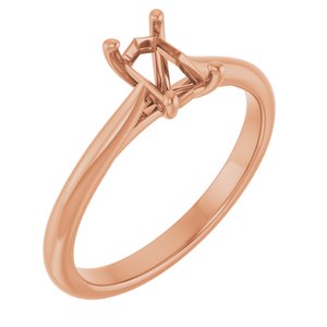 14K Rose Gold 6x4 mm Emerald Solitaire Engagement Ring Mounting