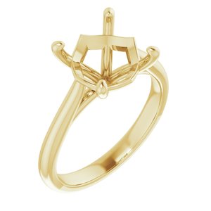14K Yellow Gold 9 mm Cushion Solitaire Engagement Ring Mounting