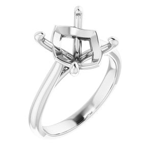 14K White Gold 12x10 mm Oval Solitaire Engagement Ring Mounting