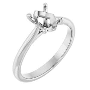 14K White Gold 8x6 mm Oval Solitaire Engagement Ring Mounting