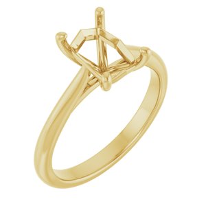 18K Yellow Gold 8x6 mm Emerald Solitaire Engagement Ring Mounting