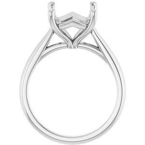 14K White Gold 11x9 mm Emerald Solitaire Engagement Ring Mounting