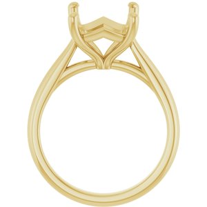 14K Yellow Gold 11x9 mm Emerald Solitaire Engagement Ring Mounting