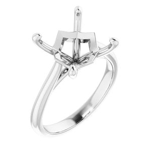 14K White Gold 9 mm Square Solitaire Engagement Ring Mounting