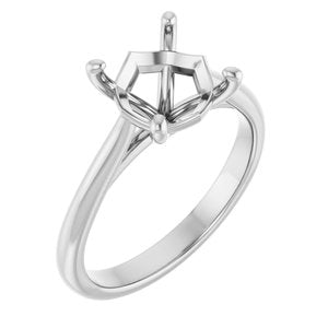 14K White Gold 8 mm Cushion Solitaire Engagement Ring Mounting