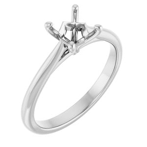 14K White Gold 5 mm Square Solitaire Engagement Ring Mounting