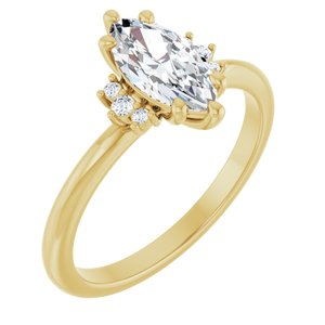 14K Yellow Gold 10x5 mm Marquise .05 CTW Natural Diamond Semi-Set Engagement Ring