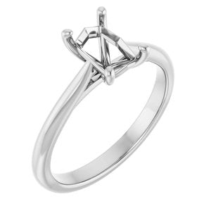 14K White Gold 7x5 mm Emerald Solitaire Engagement Ring Mounting