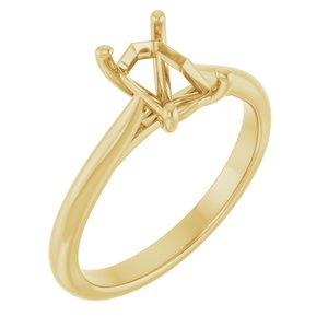 14K Yellow Gold 7x5 mm Emerald Solitaire Engagement Ring Mounting