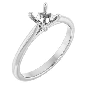 14K White Gold 4.5 mm Square Solitaire Engagement Ring Mounting