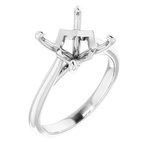 14K White Gold 8 mm Square Solitaire Engagement Ring Mounting