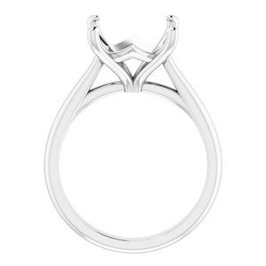 14K White Gold 9 mm Square Solitaire Engagement Ring Mounting