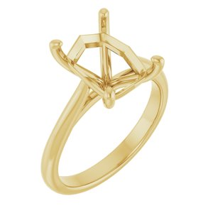 14K Yellow Gold 10x8 mm Emerald Solitaire Engagement Ring Mounting