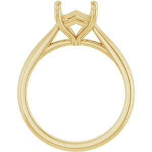 14K Yellow Gold 9x7 mm Emerald Solitaire Engagement Ring Mounting