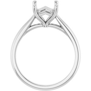 Platinum 9x7 mm Emerald Solitaire Engagement Ring Mounting