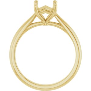 18K Yellow Gold 8x6 mm Emerald Solitaire Engagement Ring Mounting