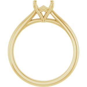 14K Yellow Gold 5 mm Square Solitaire Engagement Ring Mounting
