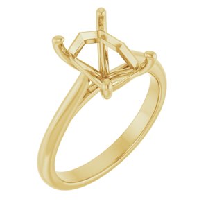 14K Yellow Gold 9x7 mm Emerald Solitaire Engagement Ring Mounting